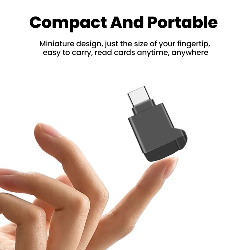 Фото Новый внешний USB-C 2.0 мини-кардридер для карт TF (MicroSD) черного цвета, совместимый с iPhone 17/16 №5