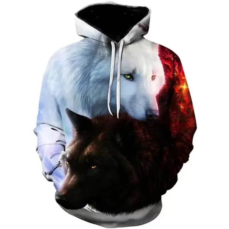 

2023 Autumn Fashion New Lover Wolf Men's Hoodie 3D Wolf Pattern Loose Fall Sweatshirt Men's Street Hoodie Funny Hoodie Brand