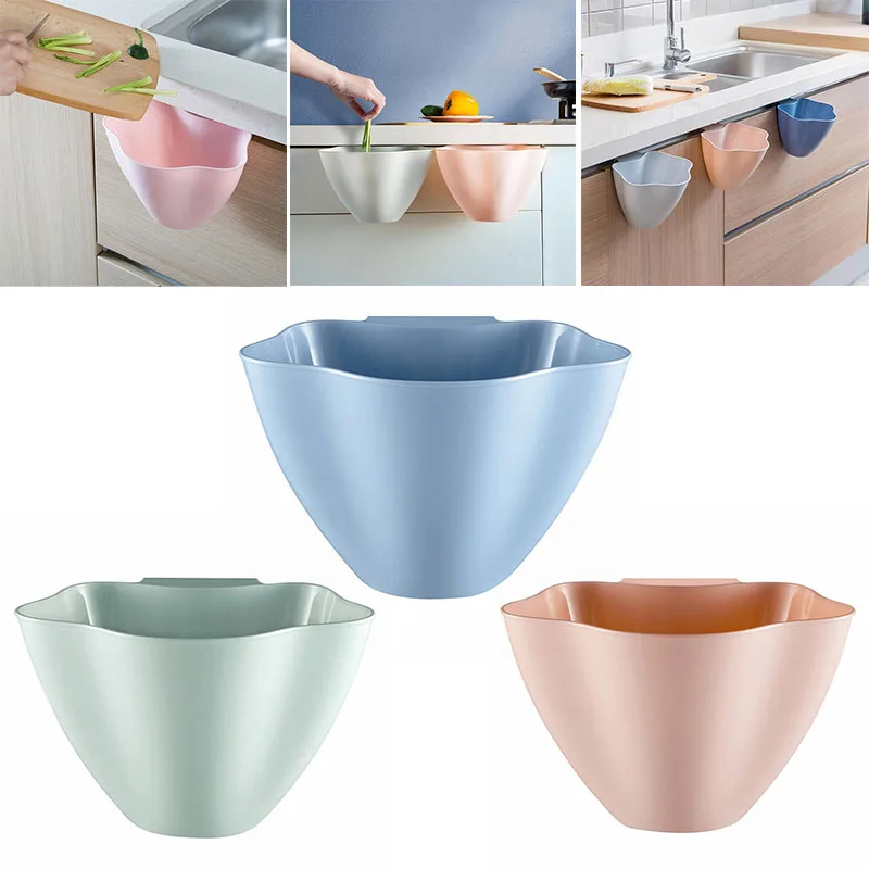 

1pc Kitchen Storage Bucket Creative Trash Can Hanging / Debris Storage Basket Multifunction Desktop Storage Box Plastic Tool