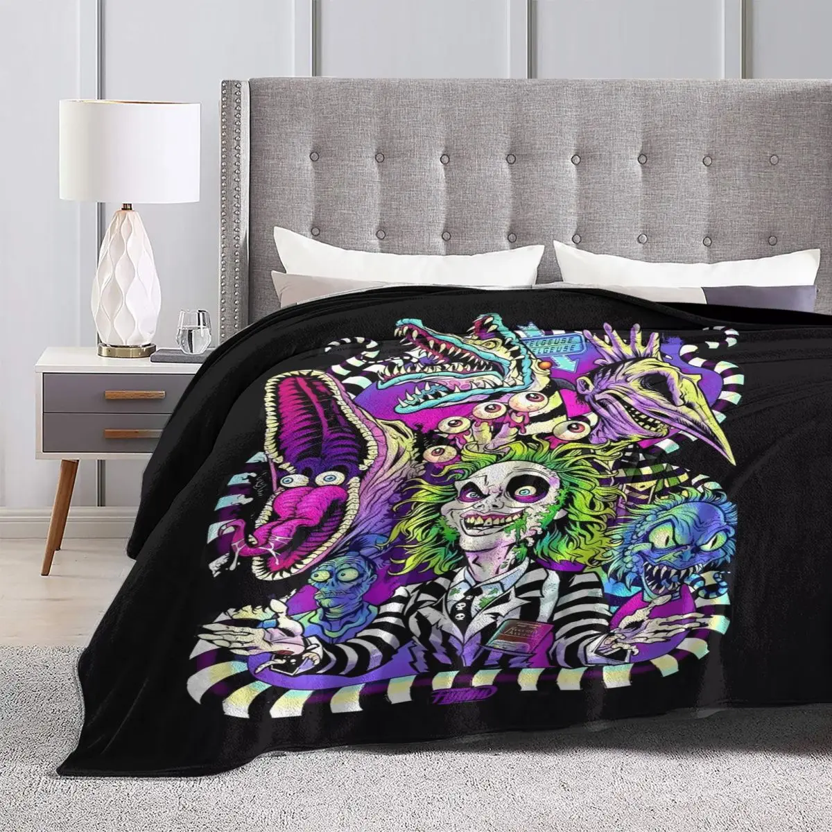 Теплое одеяло для кемпинга B-Beetlejuice Horror Art фланелевое покрывало дивана кресла