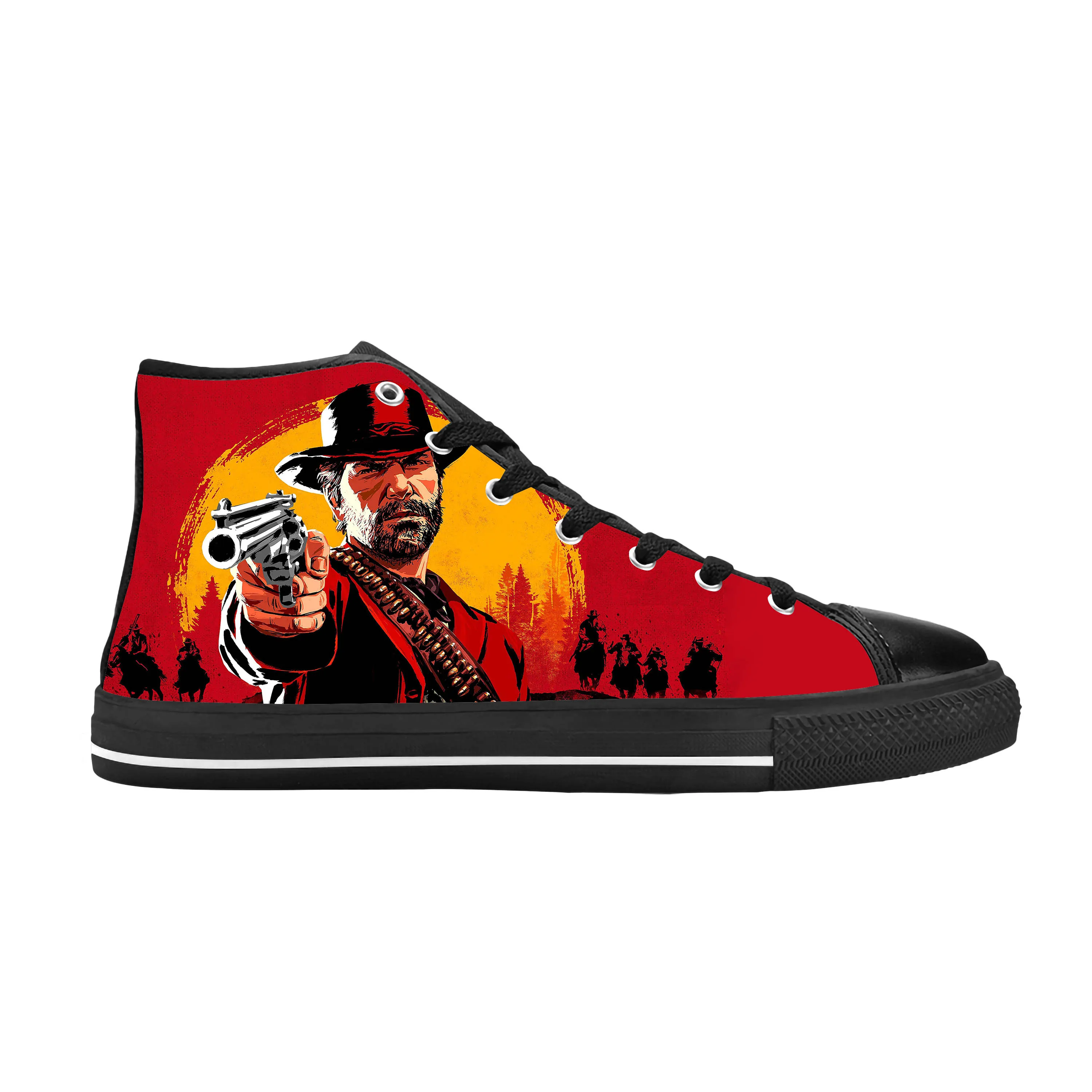 Red Dead Redemption Cowboy Video Game Anime Manga Casual Cloth Shoes High Top Comfortable Breathable 3D Print Men Women Sneakers