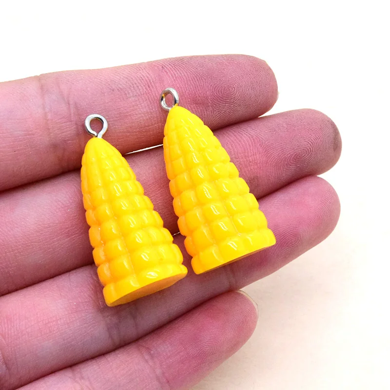 

10pcs Simulated 3D Small Corn Resin Charms Cute Vegetable Food Pendant For Earring Keychain Diy Crafts Jewelry Make
