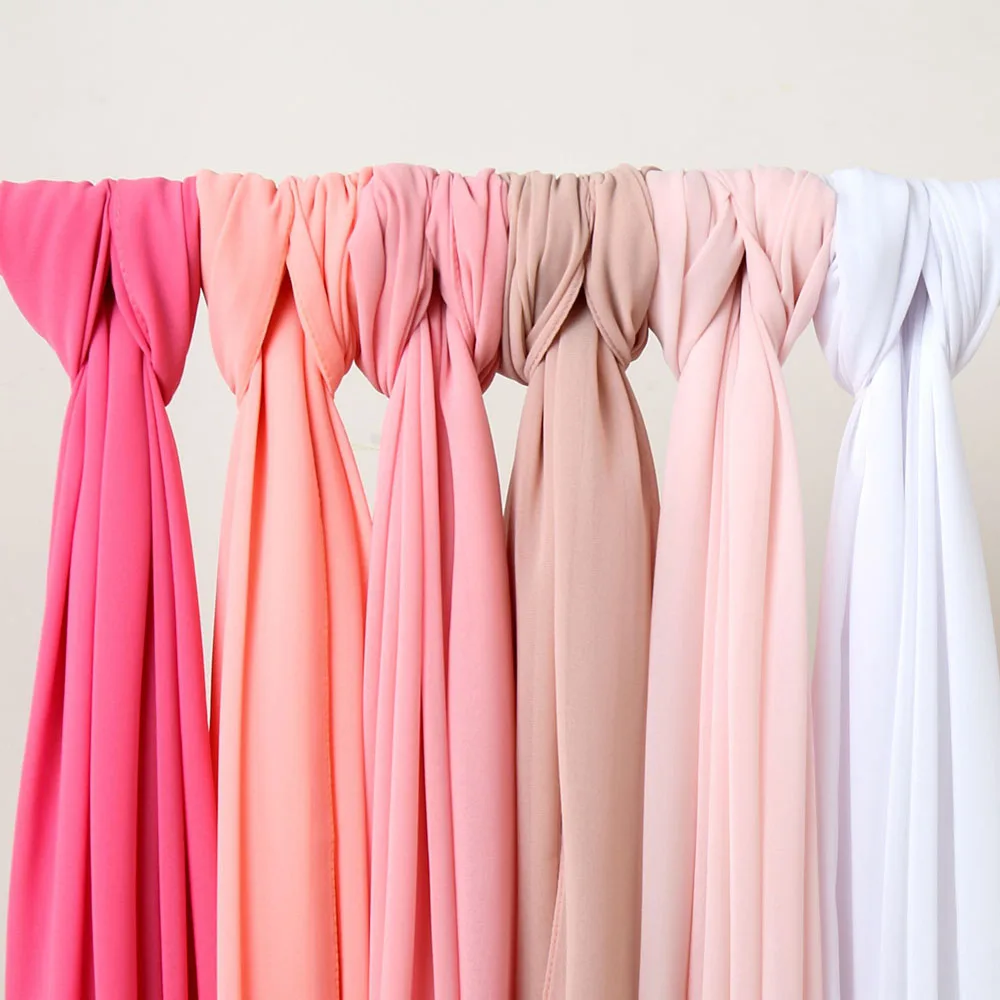 

New Bubble Pearl Chiffon Scarf Women Muslim Hijab Turban Solid Color Plain Shawls Wrap Islamic Hijabs Headscarf Maxi Scarves