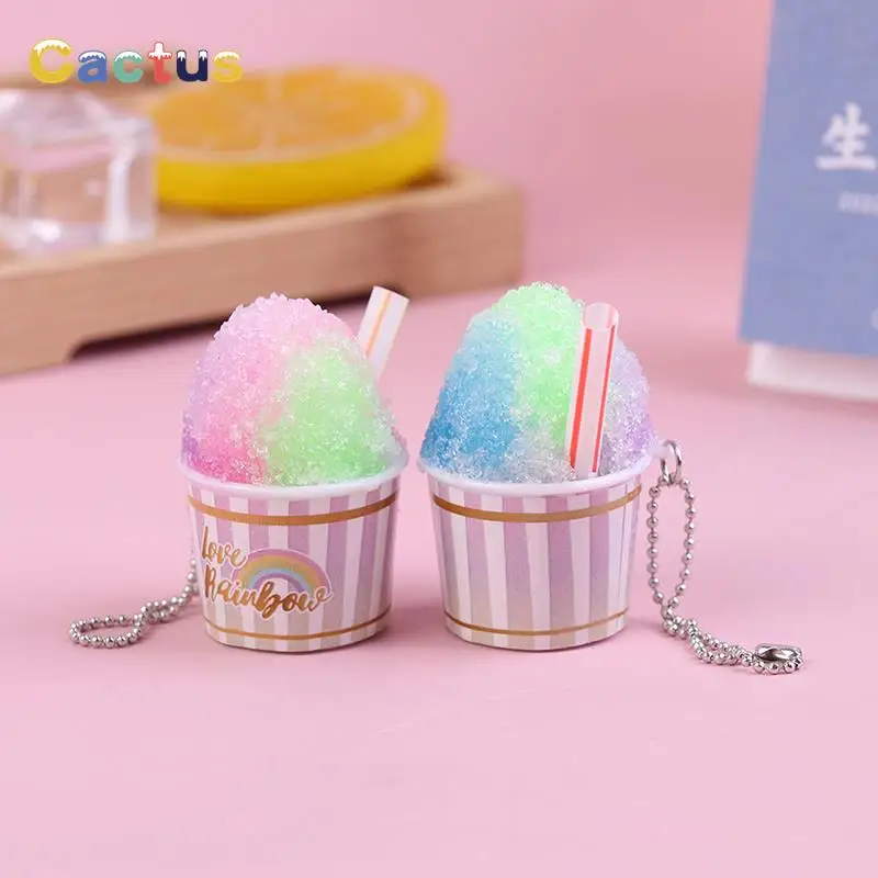 

1Pcs 1:12 Dollhouse Miniature Keyring Rainbow Smoothie Cup Model Kitchen Accessories For Doll House Decor Keychain Bag Pendant
