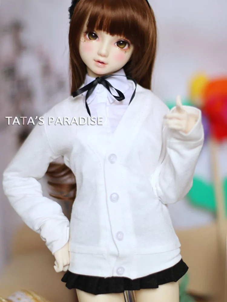 

BJD doll clothes bjd coat White college cardigan knitted all-match coat for 1/3 1/4 BJD SD MSD SD17 Uncle POPO68 SSDF doll size