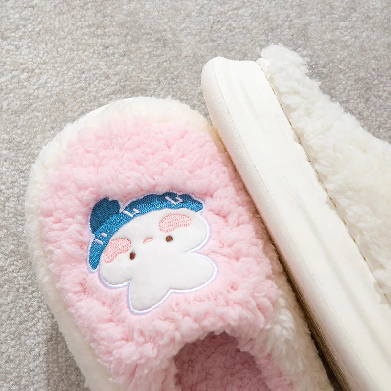 Lovely Bunny Plush Slippers for Women Kawaii Fluffy Winter Warm Women Men Slippers Indoor Cute Winter Plush Comfortable Slippers