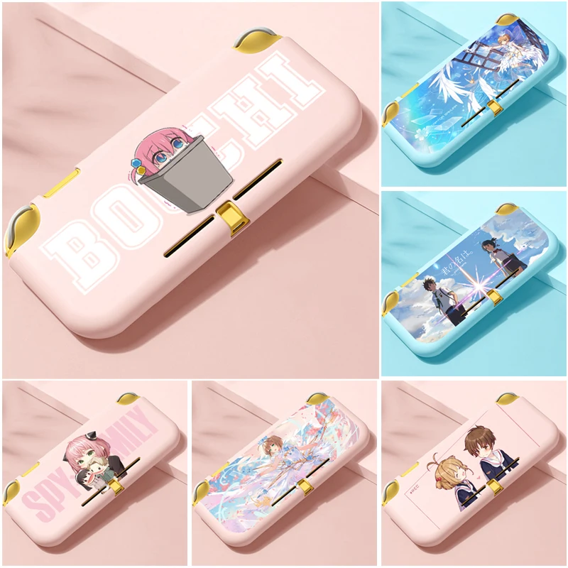 

Cute Otome Girl Gamer Pink Purple Flower Bunny Protective Case TPU Soft Shell for Nintendo Switch Lite