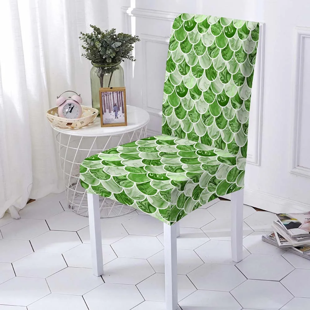 

Mermaid Scale Chair Cover Spandex Seat Cover Removable Dustproof Seat Back Cover Suitable for Wedding Hotel Banquet Restaurant