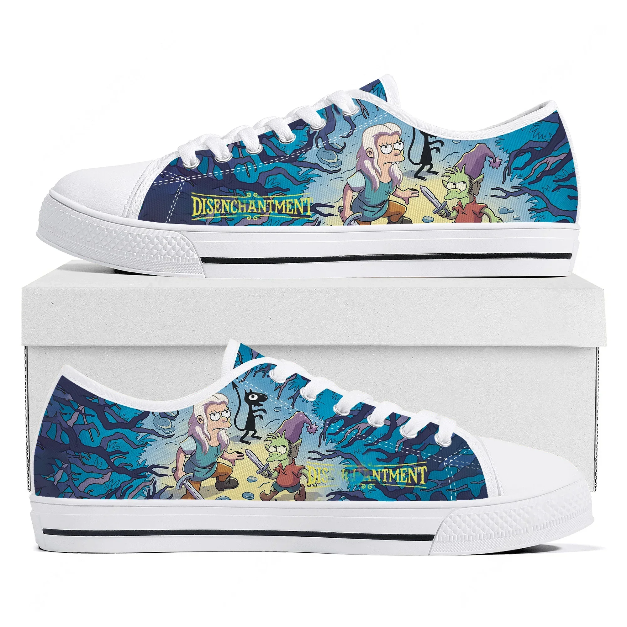 Фото Кеды Disenchantment Low Top: высококачественные кроссовки для мужчин, женщин и подростков, повседневная обувь из канваса с модными узорами, индивидуальный дизайн №2