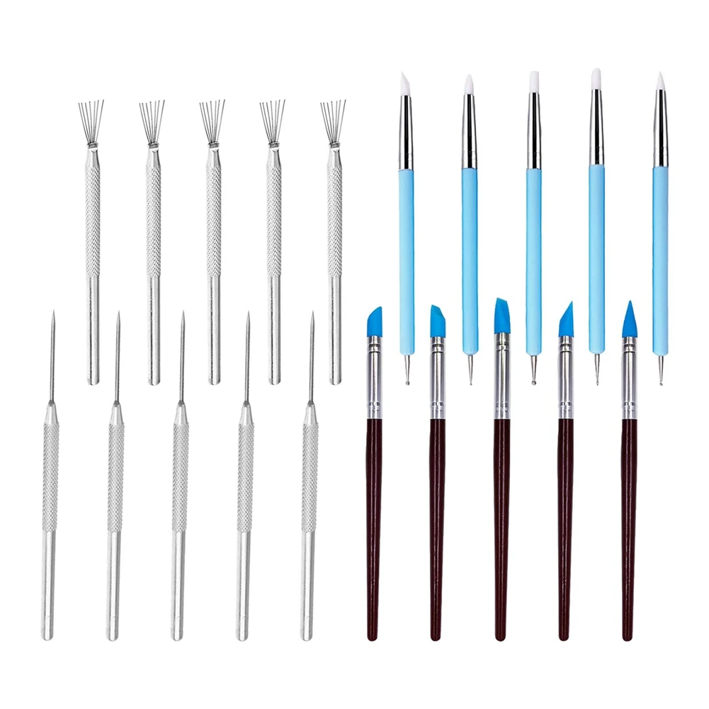 

Clay Needle Tools with Silicone Clay Sculpting Tool 20Pcs Pottery Craft DIY Handicraft