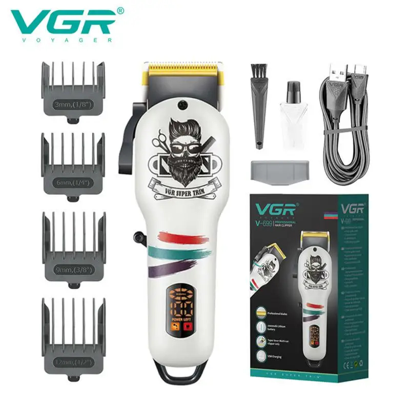 

VGR Hair Cutting Machine Professional Hair Clipper Beard Trimmer Barber USB Rechargeable Electric Cordless Trimmer For Men
