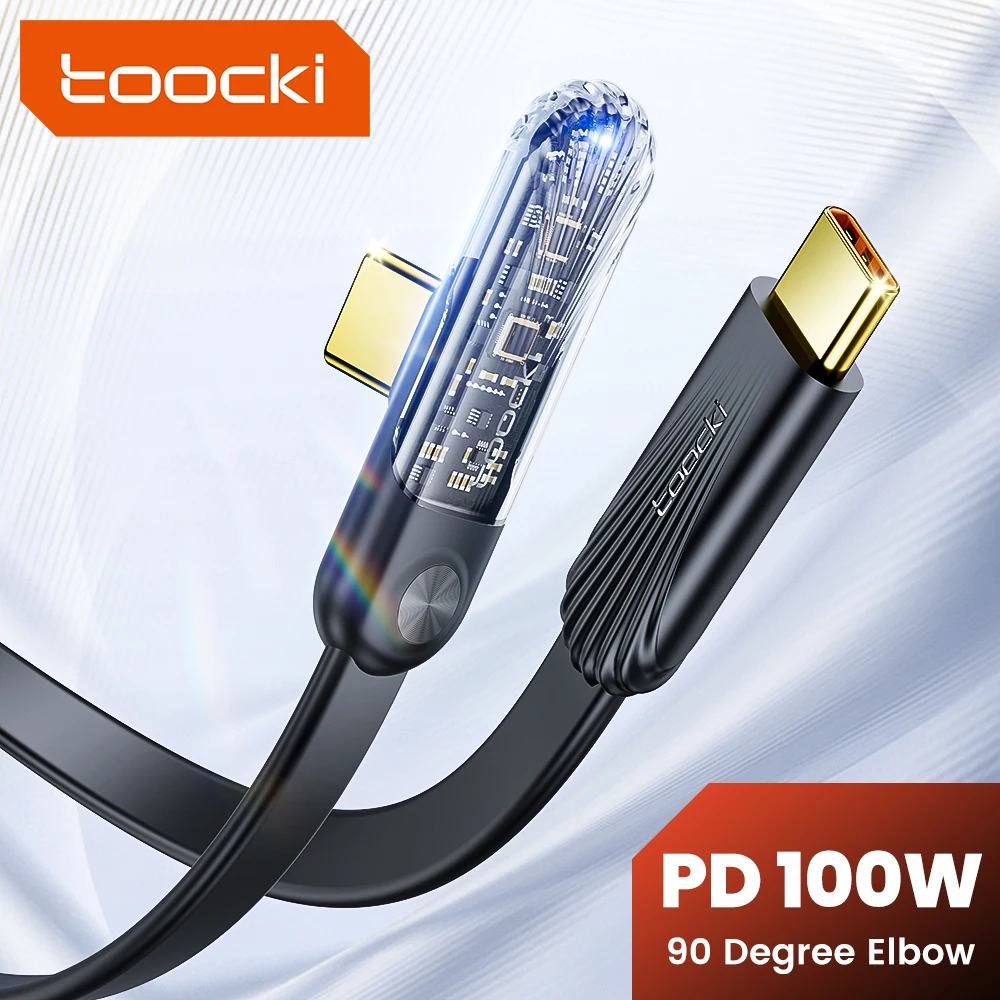 

Кабель зарядный Toocki с USB C на Type C, 100 Вт, 90 градусов