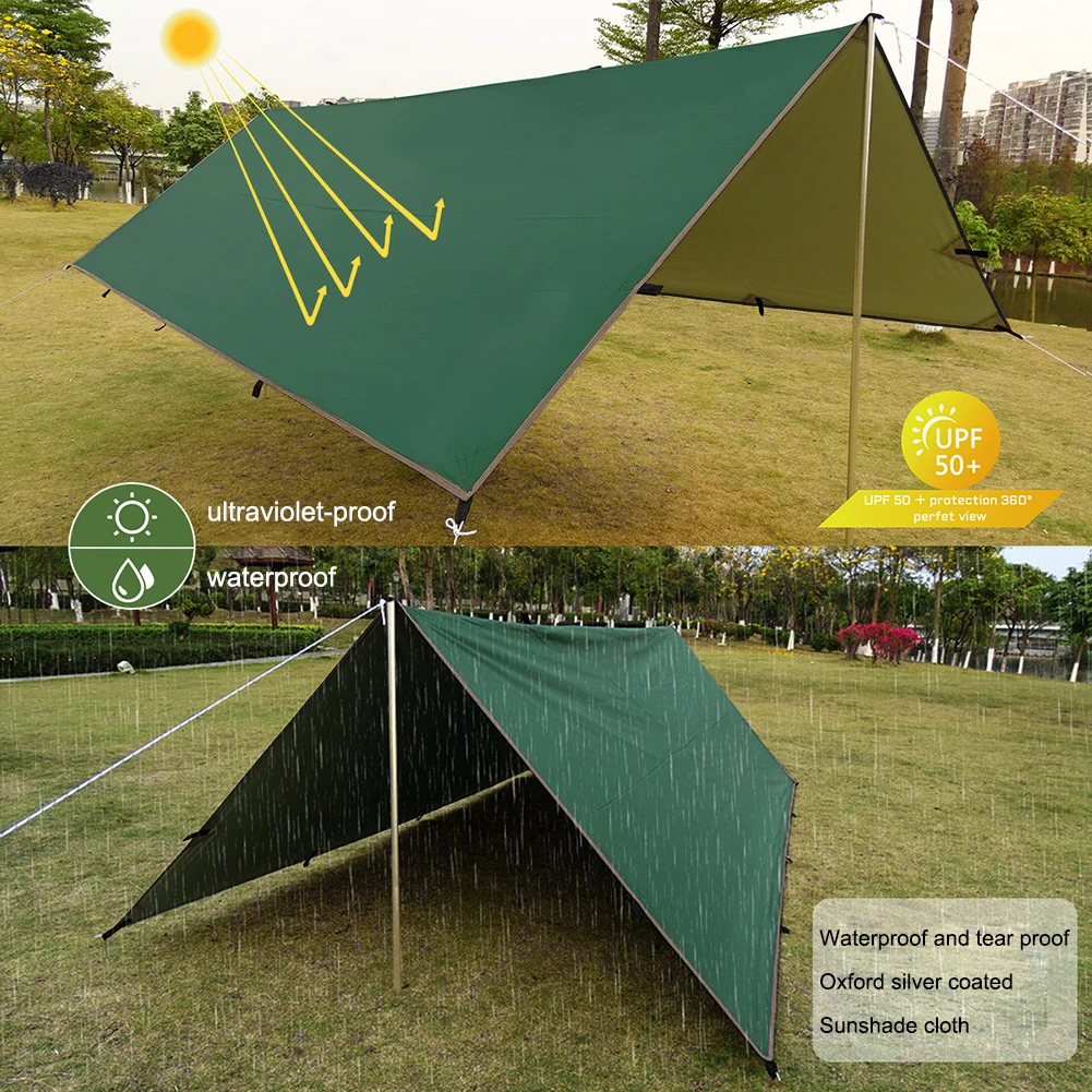 

4x3m Awning Waterproof Tarp Tent Shade DIY 19 Hanging Points Ultralight Canopy Sunshade Outdoor Camping Hammock Sun Shelter