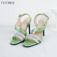 fxycmmcq womens summer open toe sandals roman style thin heel match color extra large size 8820