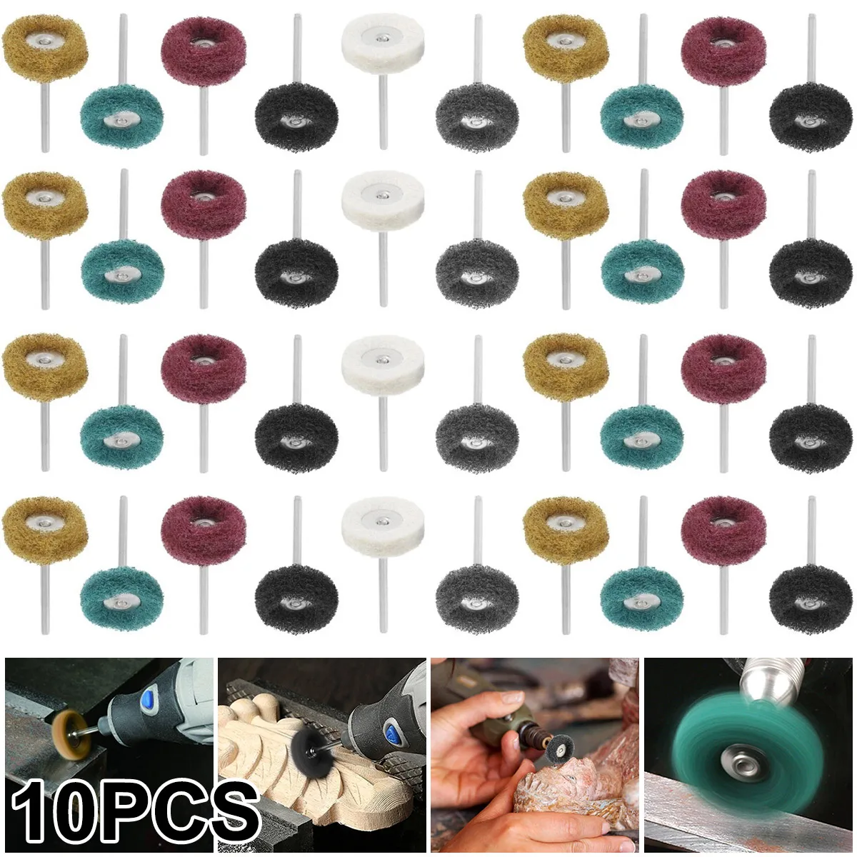 

Абразивная мини-щетка Dremel, нейлоновая Полировочная насадка с хвостовиком 3 мм, аксессуары для вращающихся инструментов, набор полировальных инструментов, 10 шт.