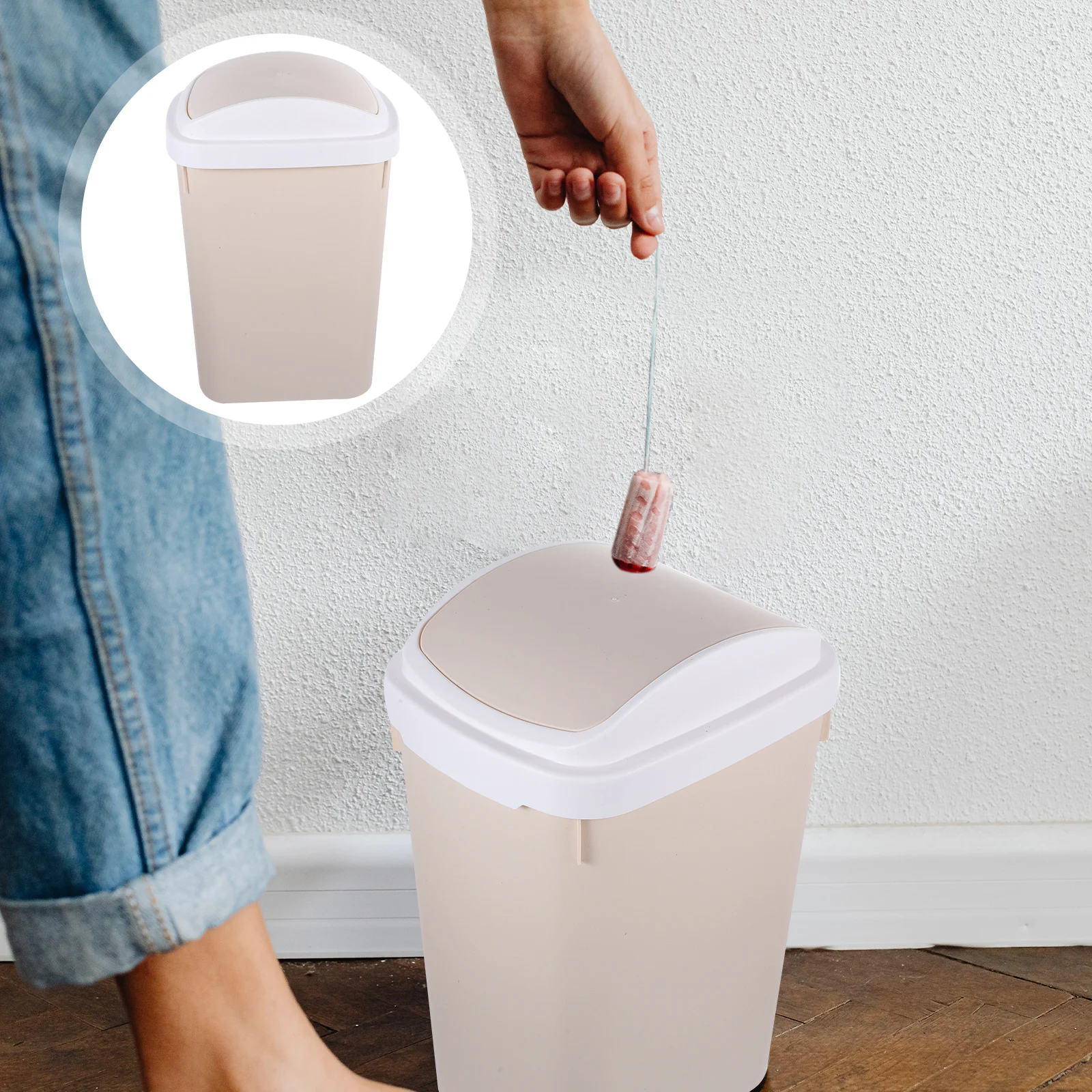 

Household Flip Trash Can Cans Kitchen Press-type Garbage Bucket Thicken Plastic Bin Bathroom Trashcans Kitchens Lid