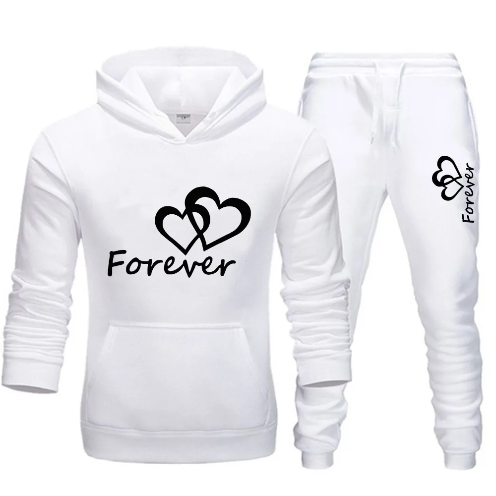 

New Fashion Couple Activewear Set Together Forever Print Hoodie Set of 2 Hoodie and Pants