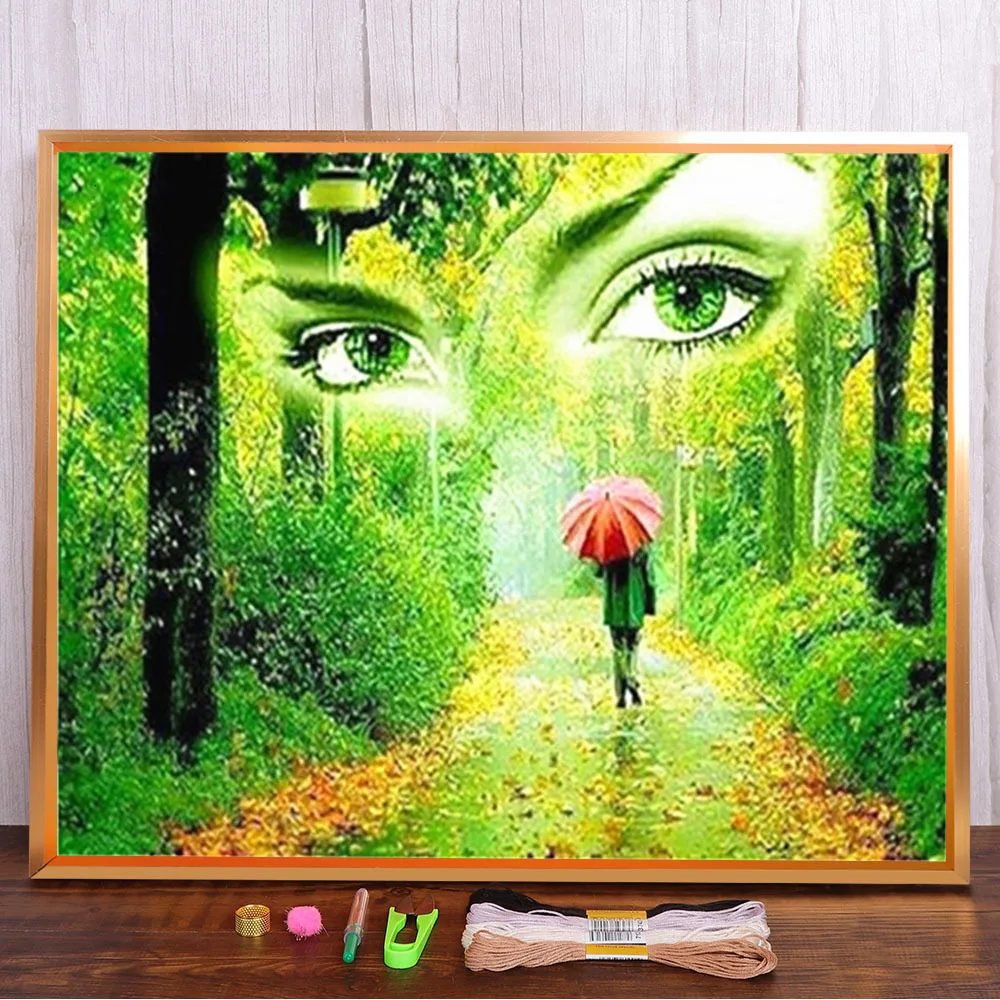 

Face Scenery Eyes Printed 11CT Cross-Stitch DIY Embroidery Set DMC Threads Craft Hobby Needlework Handicraft Home Package