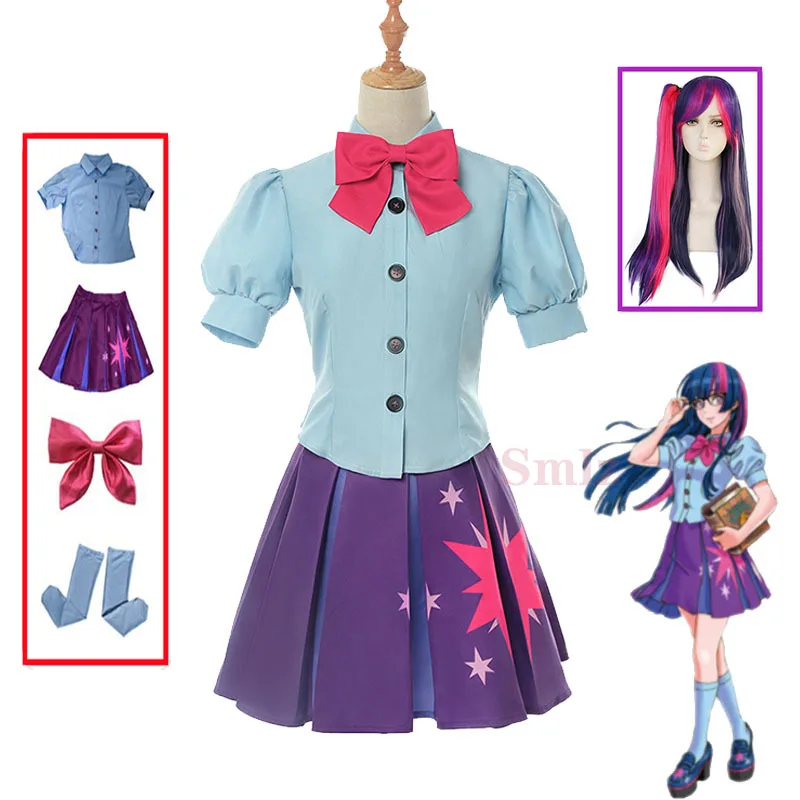 

Twilight Sparkle Costume Human Dress Cosplay Costume Adult Pink Suit Halloween Carnival Cosplay Costumes For Women Girls uniform