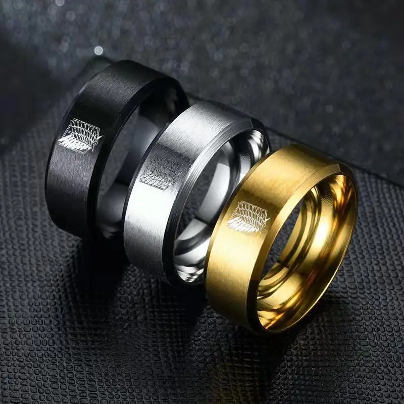 

Titanium Stainless Steel Ring Shingeki No Kyojin Wings of Liberty Finger Rings for Men Women Anime Fans Aesthetics Steampunk