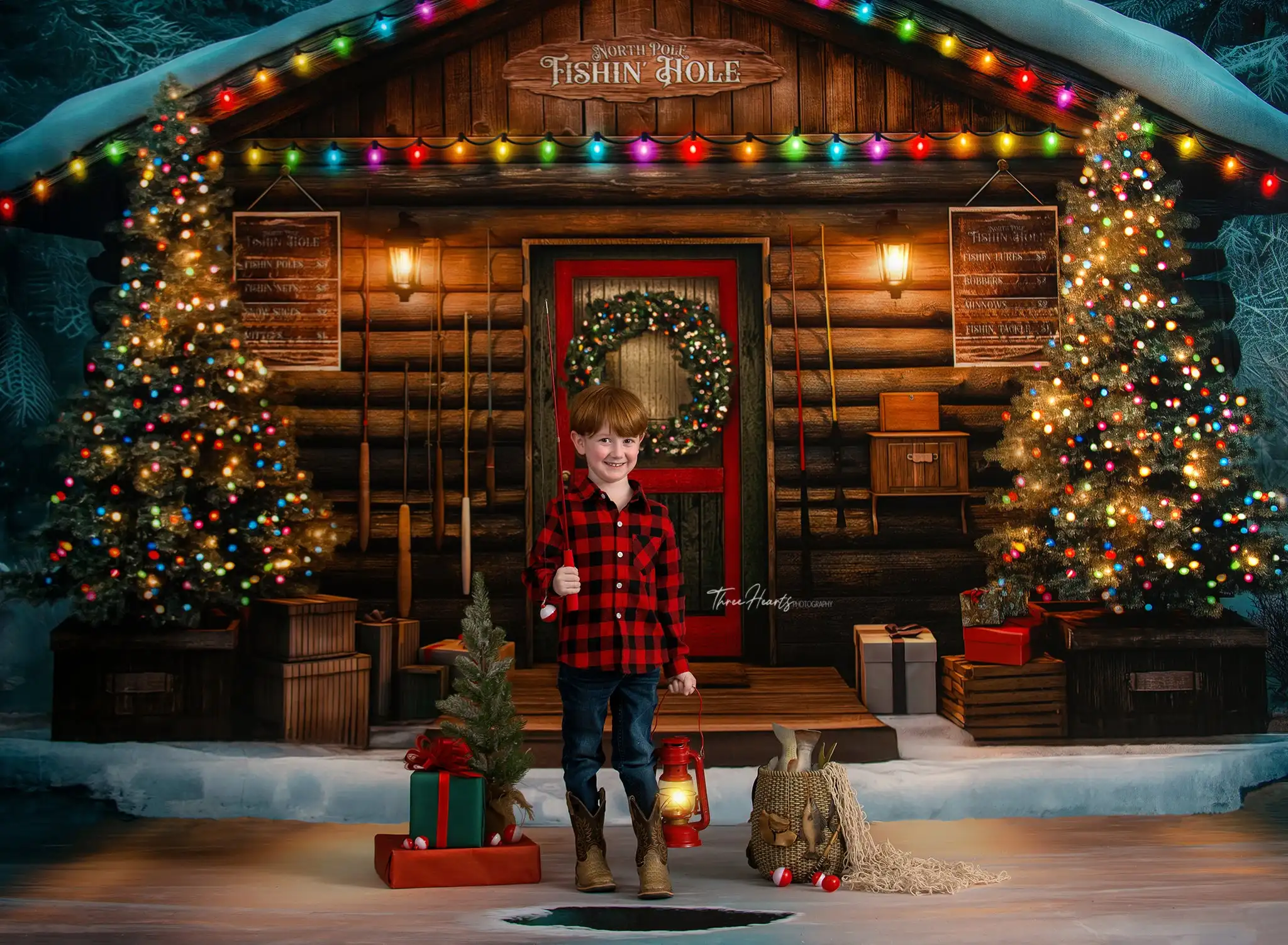 Фон для фотосъемки с изображением зимнего озера