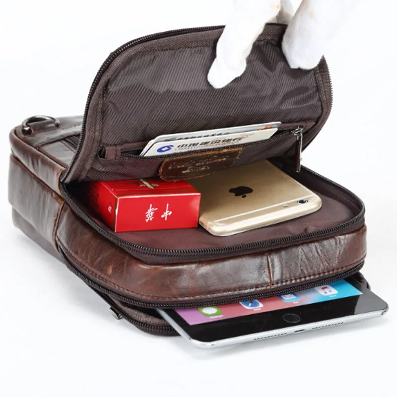 Нагрудная сумка мужская из натуральной воловьей кожи Многофункциональный