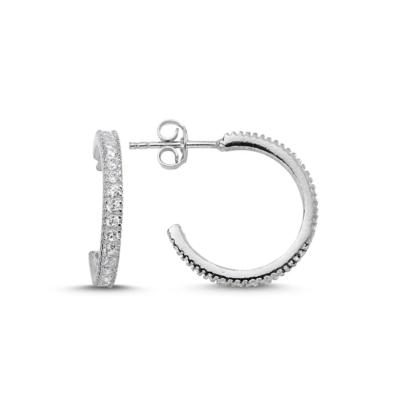

Silver 925 Sterling 18mm Single Row Zircon Cz Tamtur Earrings
