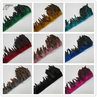 yoyue 13 18cm natural chicken rooster tail feather trims wedding dress skirt party clothing decoration diy craft feathers