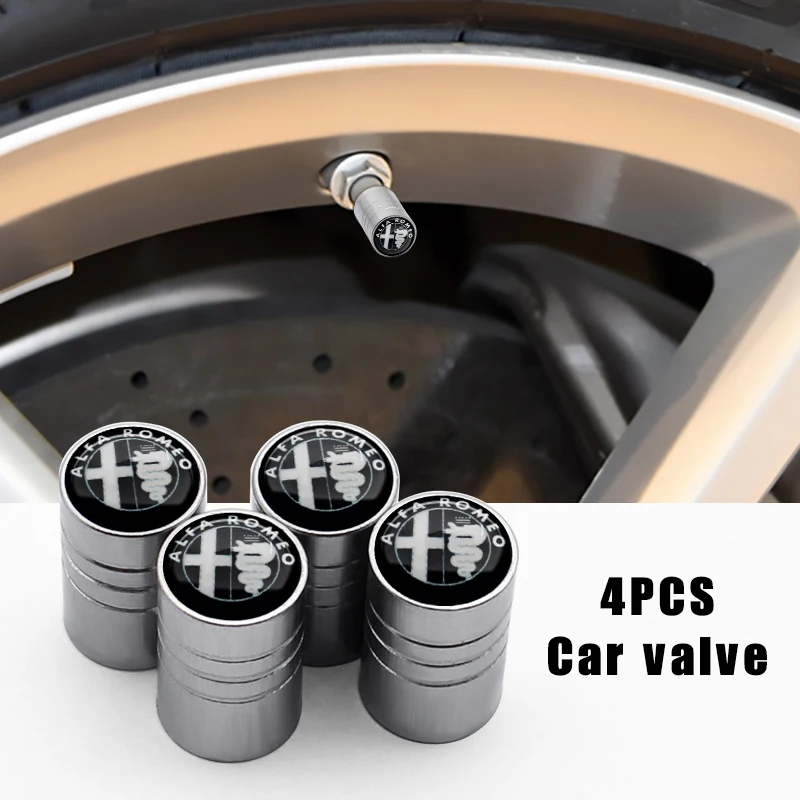

4 Pcs Car Logo Aluminum Alloy Tire Valve Cover For Alfa Romeo Spider Mito Giulia Giulietta 147 156 159 8c Spider Car Accessories