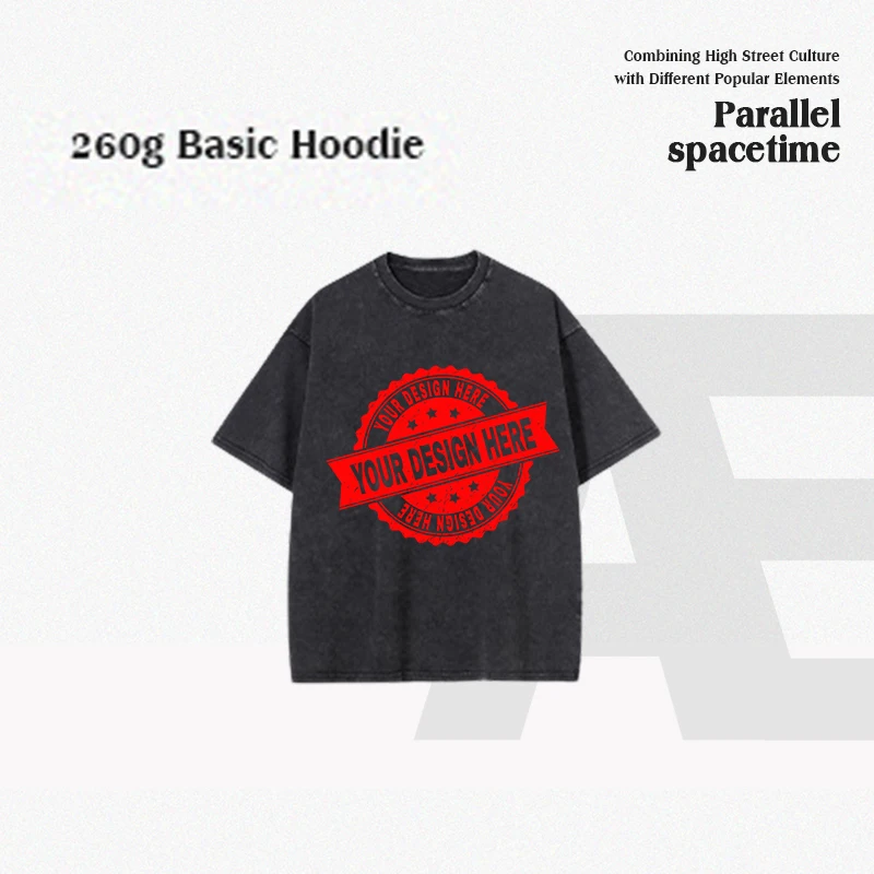 Бесплатный индивидуальный логотип тяжелые футболки из 100% хлопка 260 г/м2 хлопковые