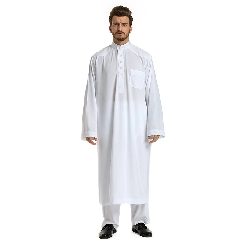 2022 Fashion Abaya Muslim Men'S Robe Arabic Dubai Long-Sleeved Robes Set Two-Piece Abaya Eid Комплекты Для Мусульман Cm263