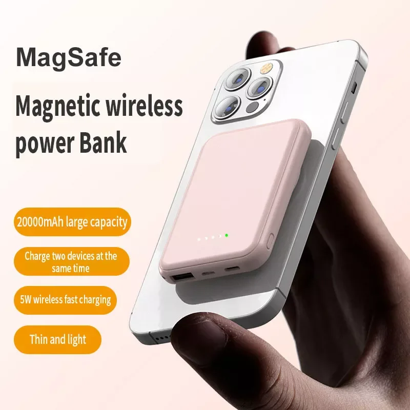 

20000mAh Mini Power Bank Wireless Fast Charging External Battery Portable Large Capacity Charger for iPhone12 13
