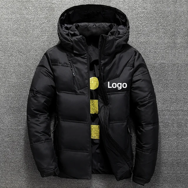 

Custom Your Logo Hooded Jacket for Men Winter Outdoor Coats Solid Casual DIY Printed Clothing Male Parkas Streetwear Overcoat