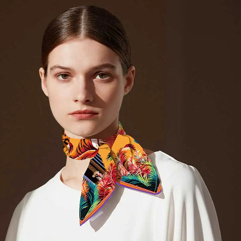 

Women's Scarves Forest Tiger Print 53cm Twilly Square Scarf for Bag Ladies Professional Neckerchief Classic Ladies Suit Scarf