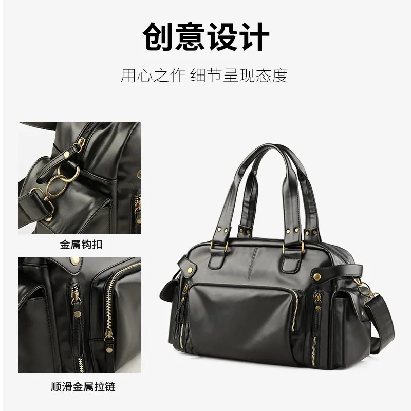 Travel Bags For Men Leather Vintage PU Leather Male Gym Bags Tote Duffle Large Capacity sport Crossbody Shoulder Bag Casual 
