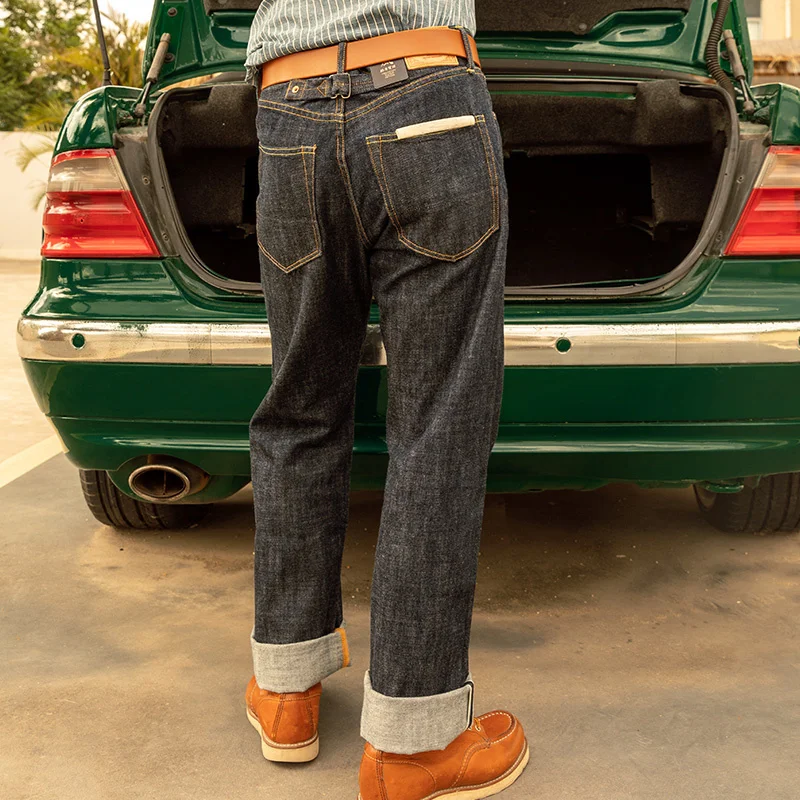 

luxury 5 days arrival,12.5oz Heavy Weight Raw Indigo Selvage Washed Pants Sanforized Thick Denim Jean
