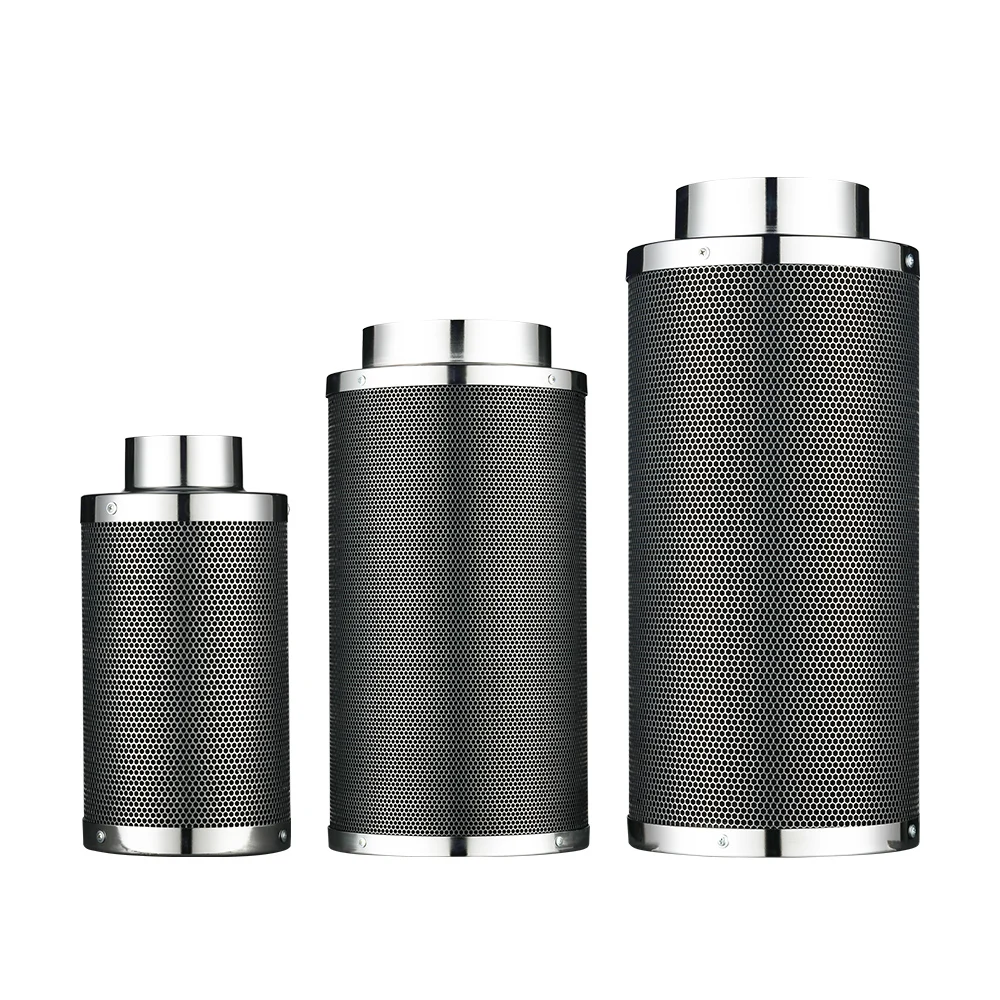 4/5/6/8 Inch Carbon 35MM Stainless Steel Activated Carbon Filter For Indoor Hydroponic Planting Tents Greenhouse Flower Garden