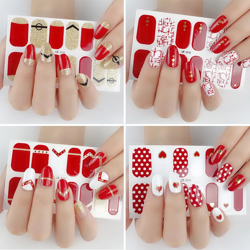 

Daisy Nail Wraps Decorations Gem Sticker Full Coverage Nails Art Design Nail Art Diy Gradient Diamond Floating Flowers Red