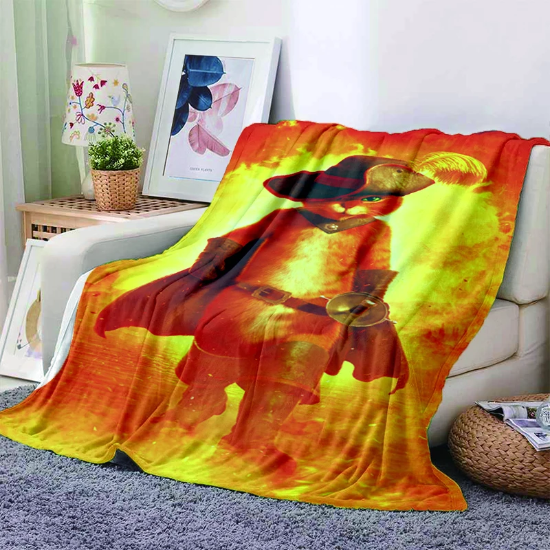 

Puss in Boots Soft film Plush Sofa Bed Throwing Cartoon Picnic Blankets Modern Flannel Blanket Cover Gedruckt Bettdecke Geschenk