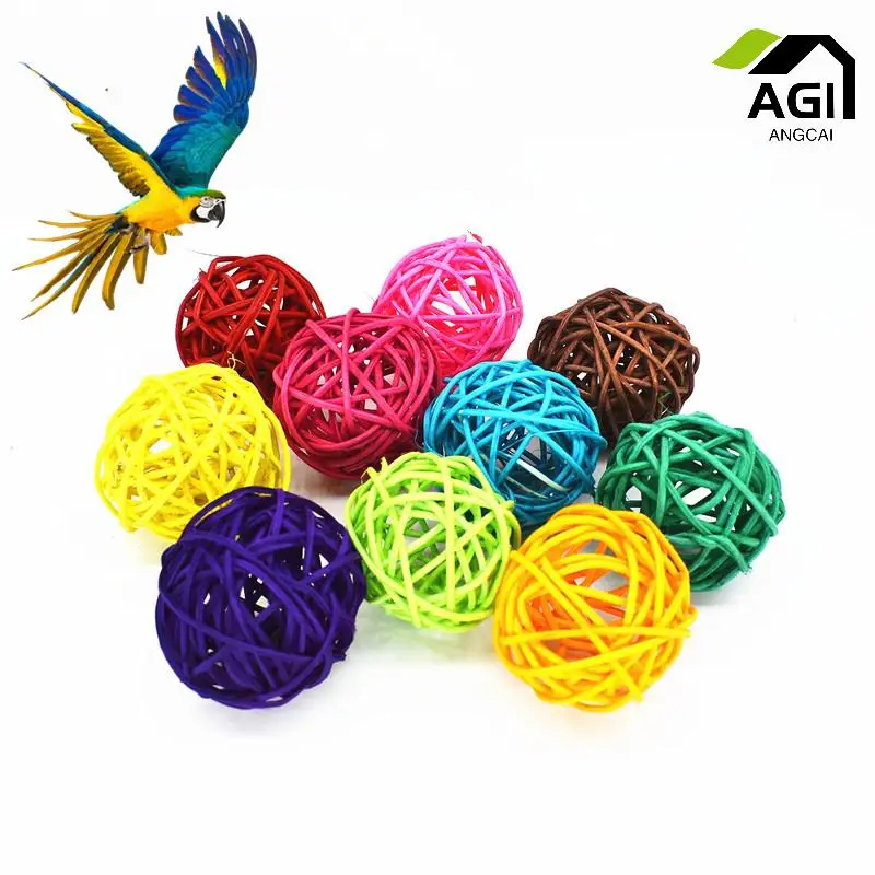 3 см искусственные Ротанговые шарики попугай жевательная игрушка бубенчик