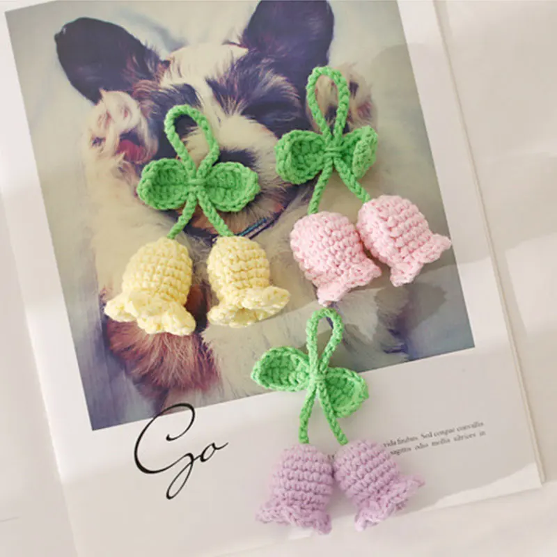 

New Handmade Knitted Keychain Keyring For Women Girl Crocheted Wind Chimes Flower Bag Pendants Car Key Ring Handbag Charms Gift