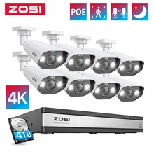 ZOSI 16CH 4K PoE Home Security Camera System 8MP NVR Set Outdoor Indoor Color Night Vision AI IP Camera Video Surveillance Kit