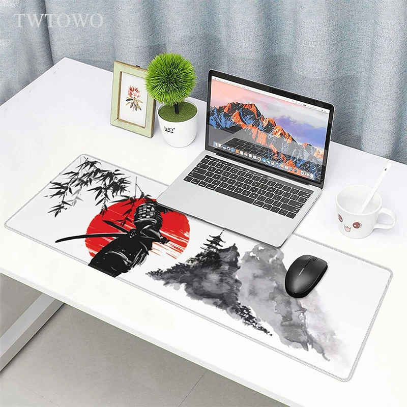 Japanese Samurai Tree Sun Mouse Pad Gaming XL New Computer Home Mousepad XXL Desk Mats Natural Rubber Office Anti Slip images - 6