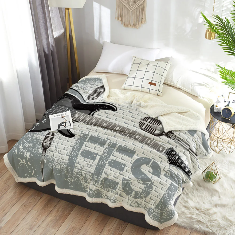 Зимнее теплое Флисовое одеяло с музыкой рок-гитары детское домашние кашемировые