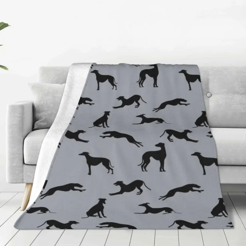 

Greyhound Blanket Whippet Running Travel Office Flannel Throw Blanket Super Warm Couch Chair Sofa Bed Custom Bedspread Gift Idea