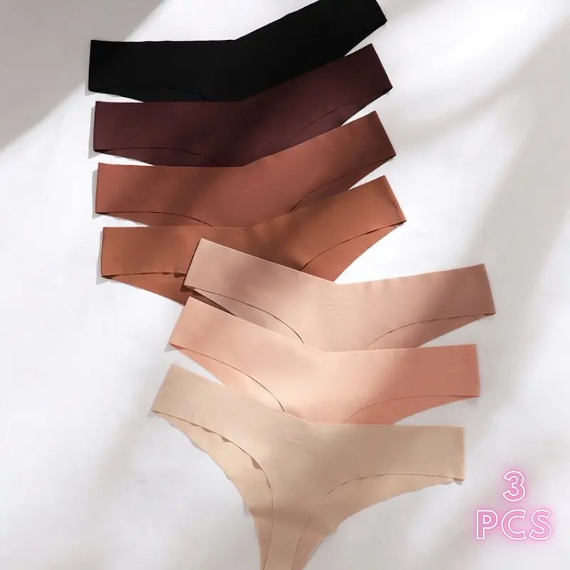 

3 шт./комплект, женские бесшовные трусики-стринги с низкой посадкой
