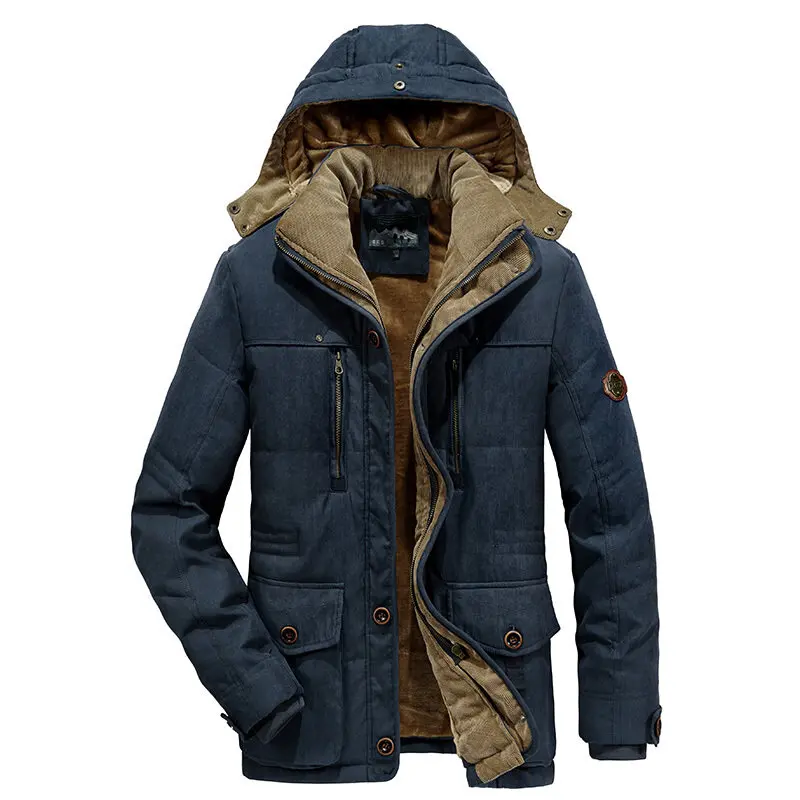 

2022 Winter Windbreakers Parka Men Men's Leisure Jacket Men's Coats Velvet Thick Warm Coat Waterproof Fleece Hooded Men Outdoor