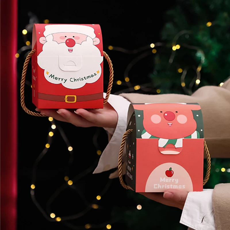 3 шт. бумажные подарочные коробки с рисунком Санта-Клауса снеговика оленя