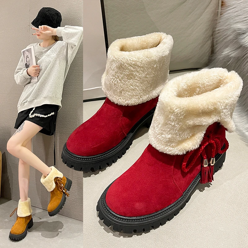 

Autumn and winter new fleece women's boots super popular student thickening two kinds of girls' short boots children's shoes
