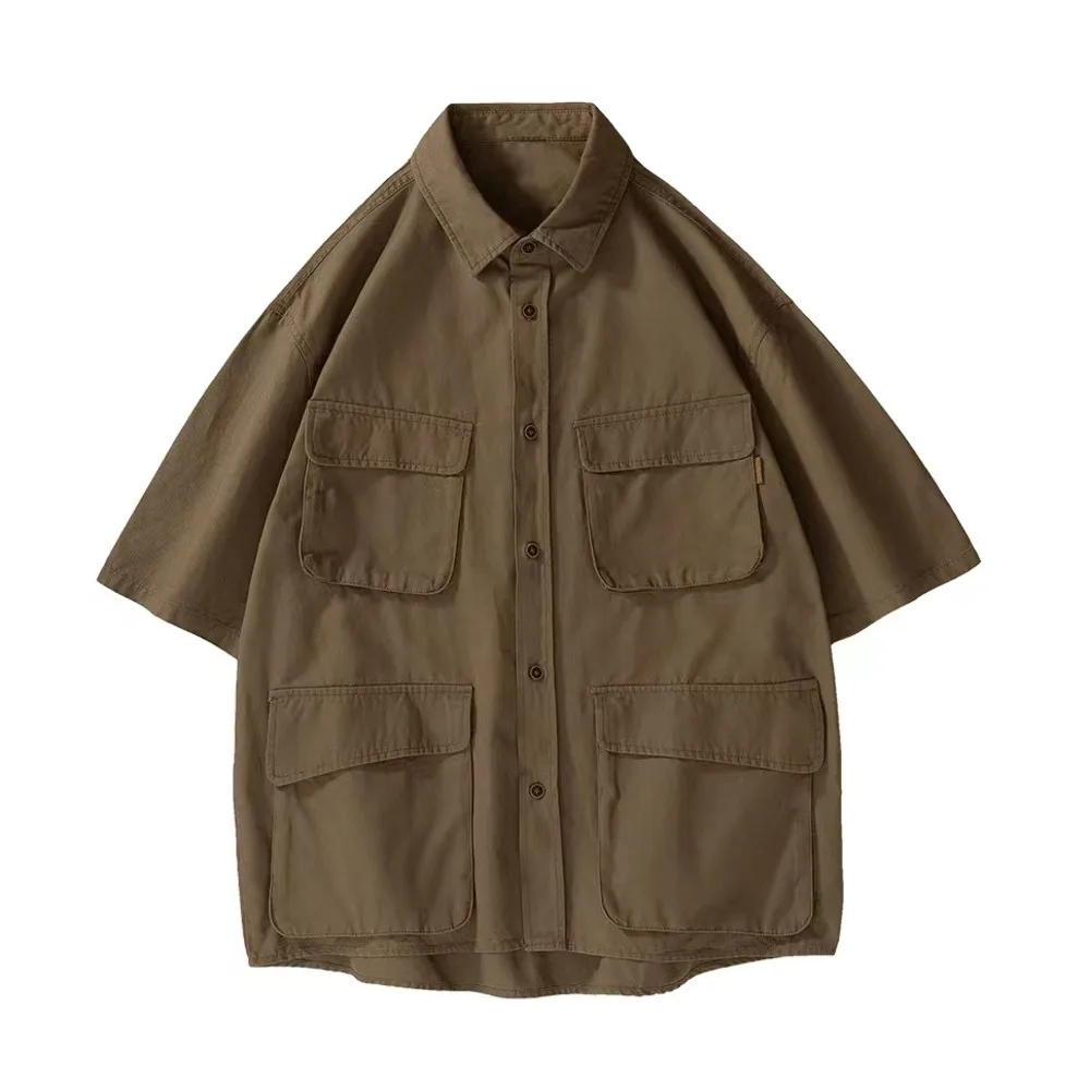 

Рубашка-карго Cityboy мужская с множеством карманов, шикарная блузка свободного покроя с короткими рукавами, винтажная рабочая одежда в японск...